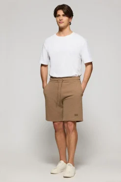 Polo Club Pantalons*Bermuda Jonas couleur moka en coton et coupe relaxed fit avec écusson en sergé caoutchouté Mocca