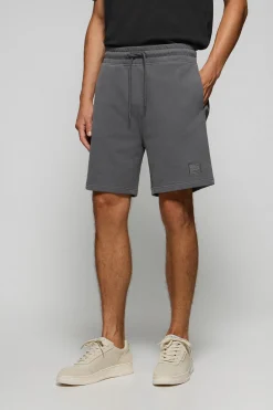 Polo Club Pantalons*Bermuda Jonas gris en coton et coupe relaxed fit avec écusson en sergé caoutchouté Asphalte
