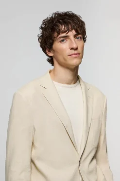 Polo Club Vestes*Blazer en lin couleur boutonné avec détails Sable