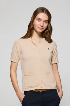 Polo Club Pulls*Cardigan à manches courtes, boutonné, avec logo Rigby Go Beige