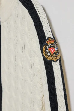 Polo Club Pulls*Cardigan avec fermeture éclair et écusson Beige