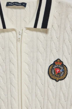 Polo Club Pulls*Cardigan tressé avec fermeture zippée et logo nautique Beige