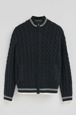 Polo Club Pulls*Cardigan avec fermeture éclair complète et écusson nautique Bleu Marine