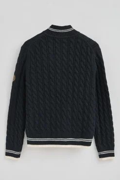 Polo Club Pulls*Cardigan avec fermeture éclair complète et écusson nautique Bleu Marine
