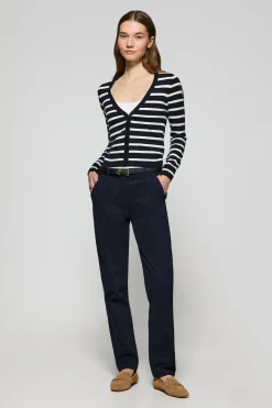 Polo Club Pulls*Cardigan rayé avec un écusson nautique Bleu Marine