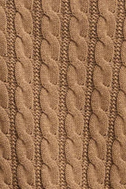 Polo Club Pulls*Cardigan camel chiné en maille tressée et broderie Rigby Go Caramel Chiné