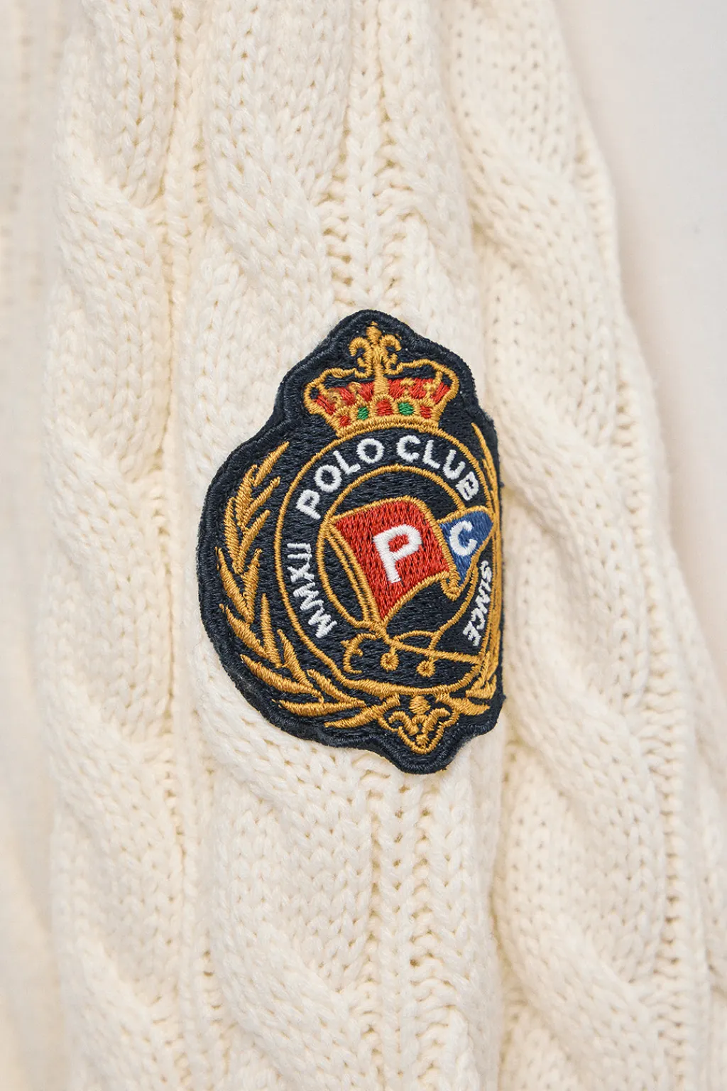 Polo Club Pulls*Cardigan couleur écrue à fermeture éclair complète avec écusson nautique Beige