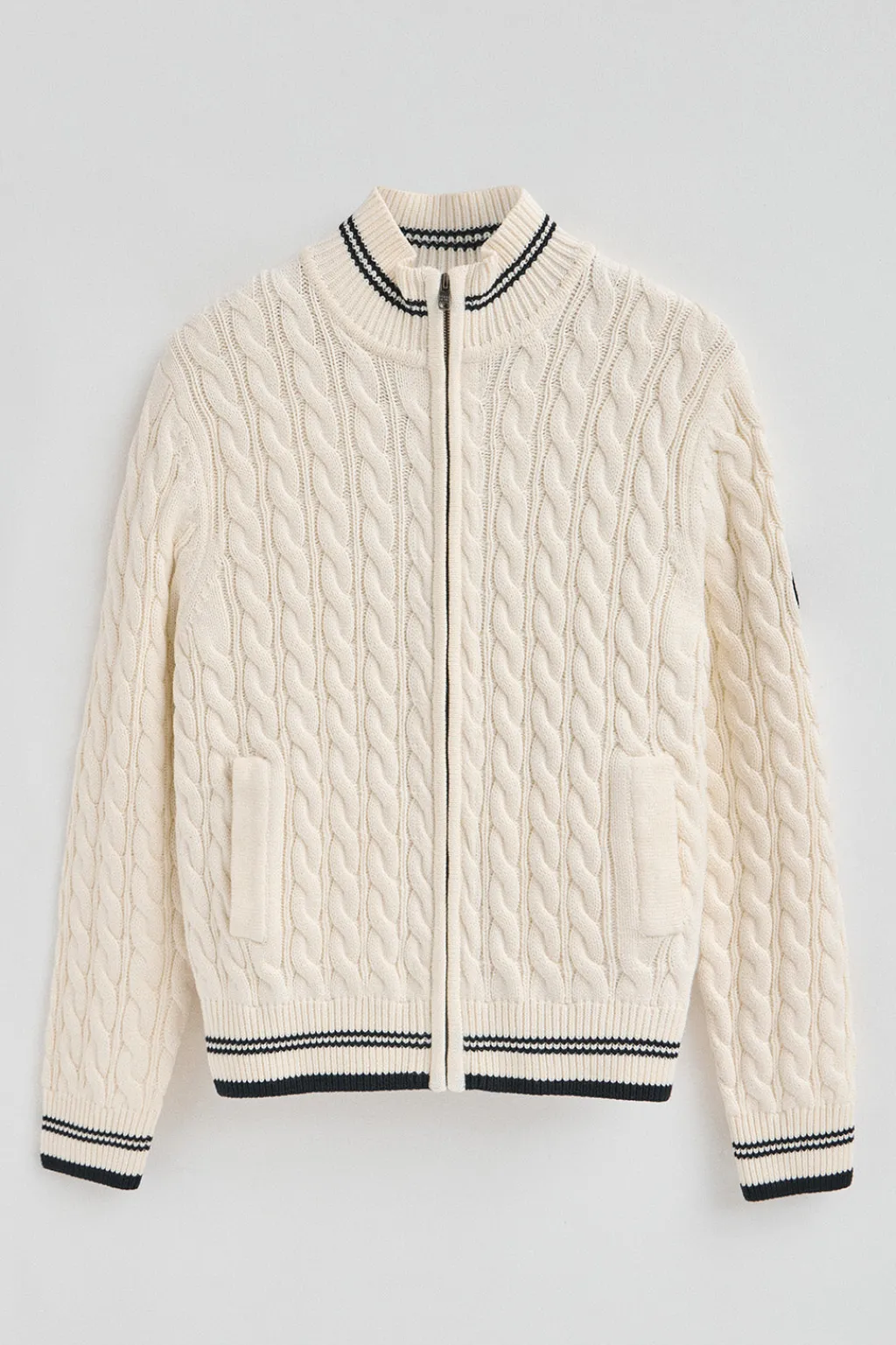 Polo Club Pulls*Cardigan couleur écrue à fermeture éclair complète avec écusson nautique Beige