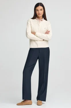 Polo Club Pulls*Cardigan couleur écrue à maille tressée et broderie Rigby Go Beige