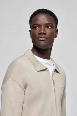 Polo Club Pulls*Cardigan en maille gris avec logo Pierre