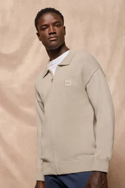 Polo Club Pulls*Cardigan en maille gris avec logo Pierre