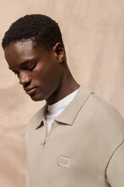 Polo Club Pulls*Cardigan en maille gris avec logo Pierre