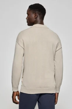 Polo Club Pulls*Cardigan en maille gris avec logo Pierre