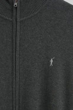 Polo Club Pulls*Cardigan gris foncé chiné en laine mélangée avec broderie Rigby Go Vigoré Gris Foncé