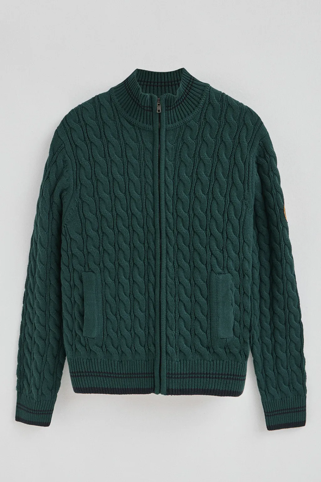 Polo Club Pulls*Cardigan émeraude à fermeture éclair complète avec écusson nautique Émeraude foncée