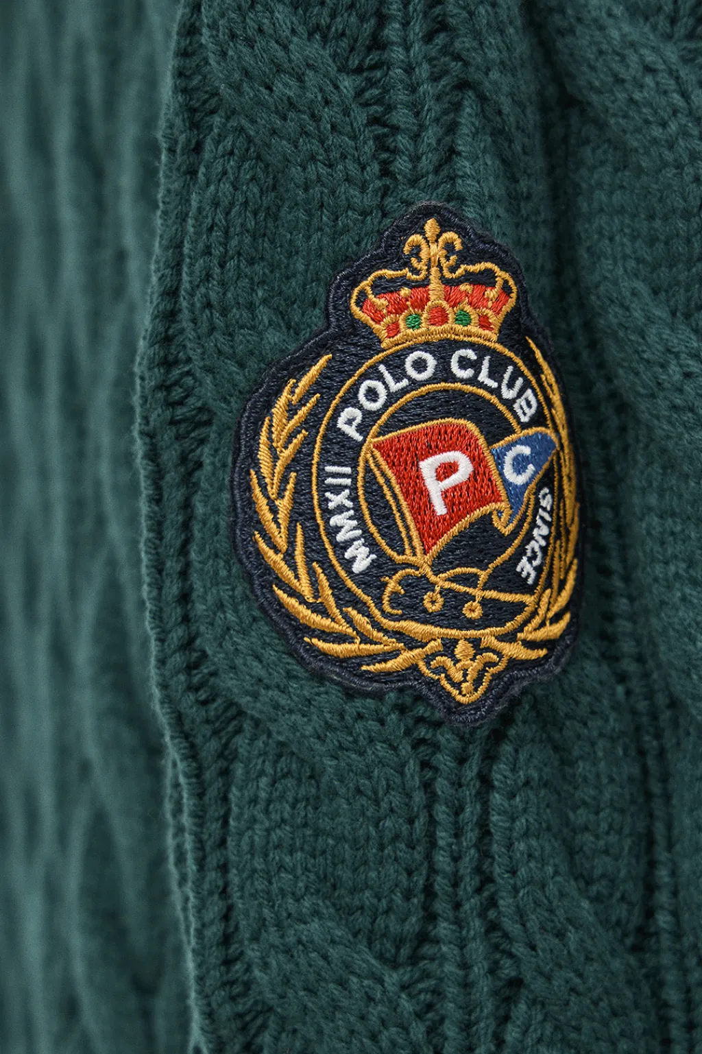 Polo Club Pulls*Cardigan émeraude à fermeture éclair complète avec écusson nautique Émeraude foncée
