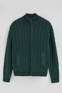 Polo Club Pulls*Cardigan émeraude à fermeture éclair complète avec écusson nautique Émeraude foncée