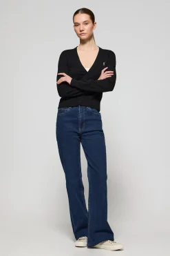 Polo Club Pulls*Cardigan en maille boutonnée avec col en V et broderie Rigby Go Noir