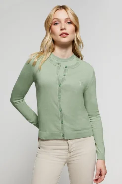 Polo Club Pulls*Cardigan en maille boutonné et logo brodé Rigby Go Vert jade