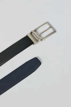 Polo Club Accessoires*Ceinture classique réversible Tyler noire et bleue avec détails Noir-Marine
