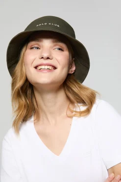 Polo Club Accessoires|Accessoires*Chapeau bucket couleur vert avec logo brodé minimaliste Kaki