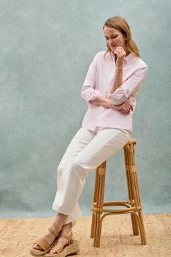Polo Club Chemises*Chemise à rayures roses avec logo brodé Rose clair
