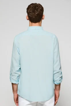 Polo Club Chemises*Chemise Regular en lin et coton avec broderie Rigby Go Aigue-Marine