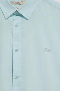 Polo Club Chemises*Chemise Regular en lin et coton avec broderie Rigby Go Aigue-Marine
