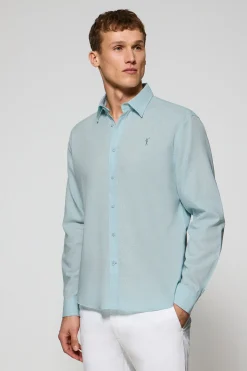 Polo Club Chemises*Chemise Regular en lin et coton avec broderie Rigby Go Aigue-Marine