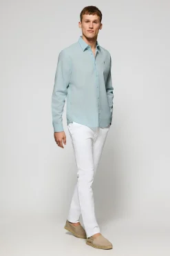 Polo Club Chemises*Chemise Regular en lin et coton avec broderie Rigby Go Aigue-Marine