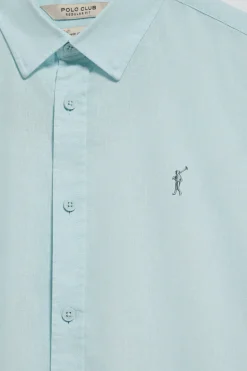 Polo Club Chemises*Chemise Regular en lin et coton avec broderie Rigby Go Aigue-Marine