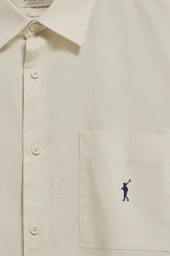Polo Club Chemises*Chemise à manches courtes en lin et coton avec broderie Rigby Go Beige