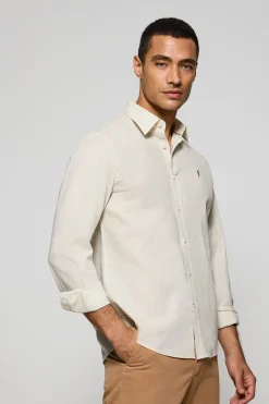 Polo Club Chemises*Chemise Regular en lin et coton avec broderie Rigby Go Beige
