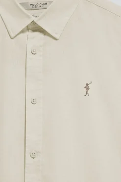 Polo Club Chemises*Chemise Regular en lin et coton avec broderie Rigby Go Beige
