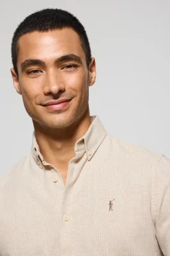 Polo Club Chemises*Chemise Williams pied-de-poule avec logo Rigby Go brodé Beige