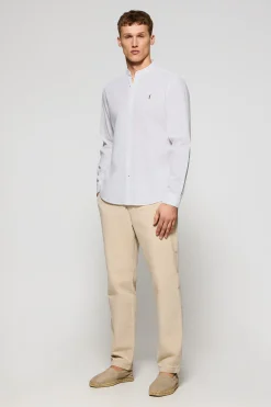 Polo Club Chemises*Chemise he à col Mao en lin et coton avec broderie Rigby Go Blanc
