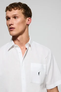 Polo Club Chemises*Chemise he à manches courtes en lin et coton avec broderie Rigby Go Blanc