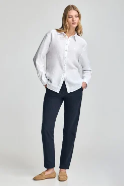 Polo Club Chemises*Chemise he en lin garnment dye avec monogramme brodé Blanc