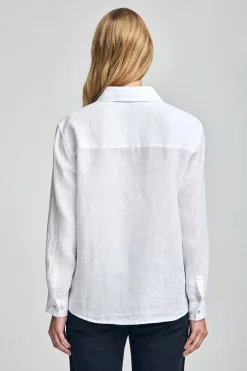Polo Club Chemises*Chemise he en lin garnment dye avec monogramme brodé Blanc