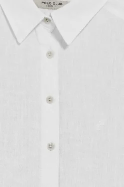 Polo Club Chemises*Chemise he en lin garnment dye avec monogramme brodé Blanc