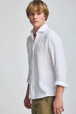 Polo Club Chemises*Chemise he en lin garment dye avec broderie Rigby Go Blanc