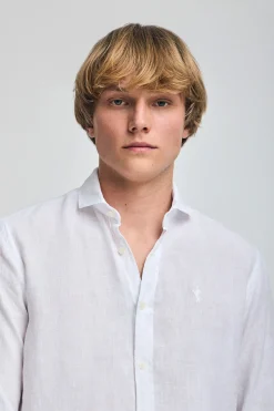 Polo Club Chemises*Chemise he en lin garment dye avec broderie Rigby Go Blanc