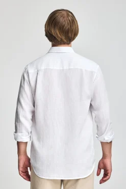 Polo Club Chemises*Chemise he en lin garment dye avec monogramme brodé Blanc