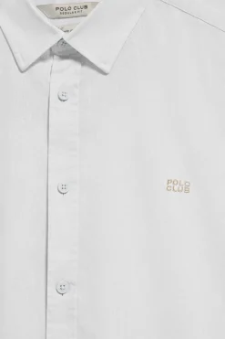 Polo Club Chemises*Chemise he Regular en lin et coton avec logo brodé Blanc