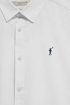 Polo Club Chemises*Chemise he Regular en lin et coton avec broderie Rigby Go Blanc