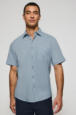 Polo Club Chemises*Chemise à manches courtes en lin et coton avec broderie Rigby Go Bleu Ciel