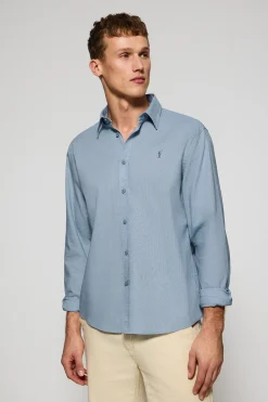 Polo Club Chemises*Chemise bleu clair Regular en lin et coton avec broderie Rigby Go Bleu Ciel