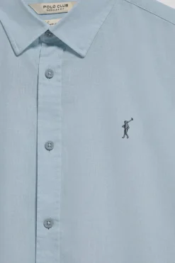 Polo Club Chemises*Chemise bleu clair Regular en lin et coton avec broderie Rigby Go Bleu Ciel