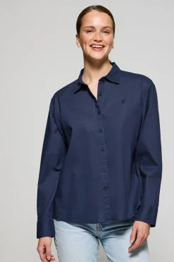 Polo Club Chemises*Chemise en lin et coton avec monogramme brodé Bleu Marine