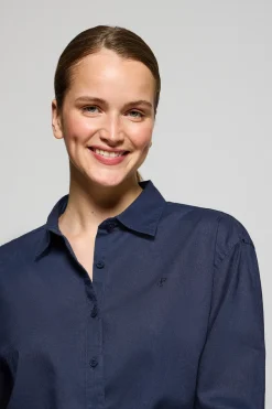 Polo Club Chemises*Chemise en lin et coton avec monogramme brodé Bleu Marine